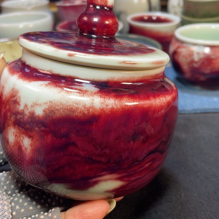 摆件手工玉石釉茶仓