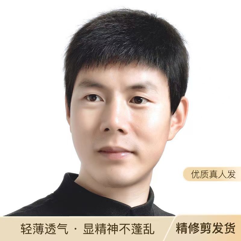 （升级毛寸款）男士全真发假发夏季轻薄透气款不扎头