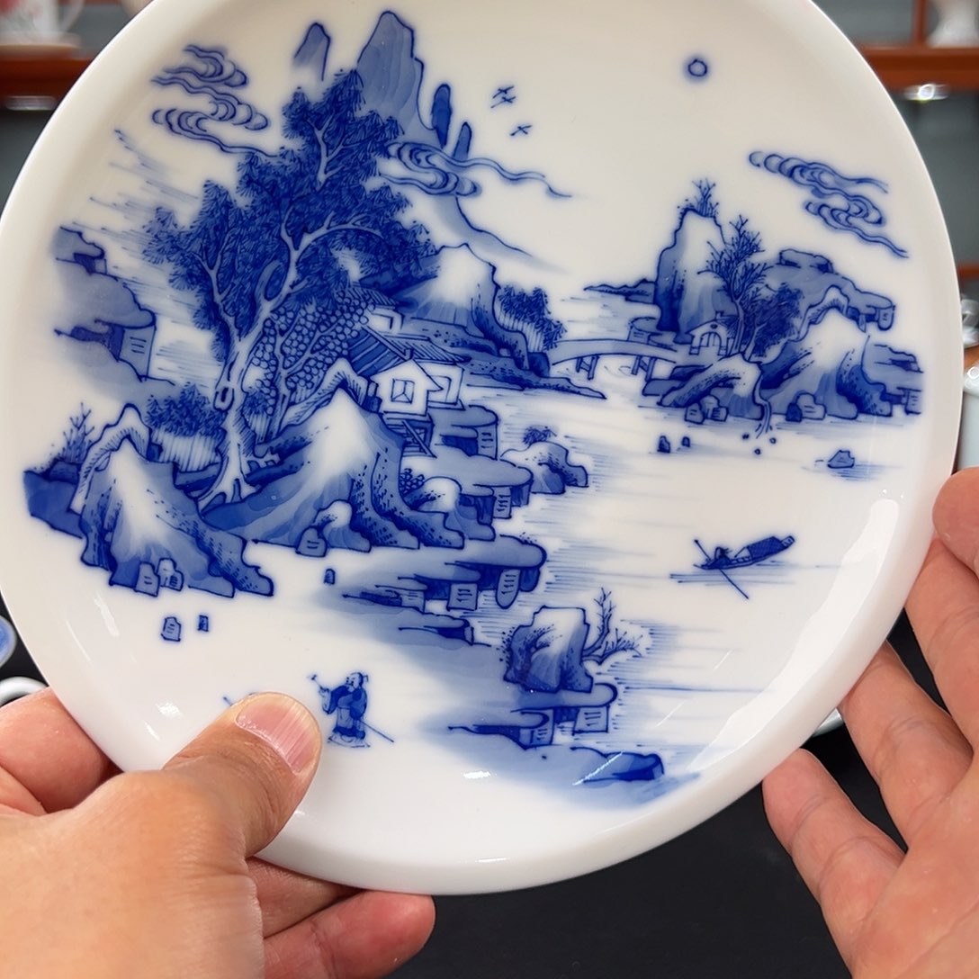 柴窑青花山水壶承一级品