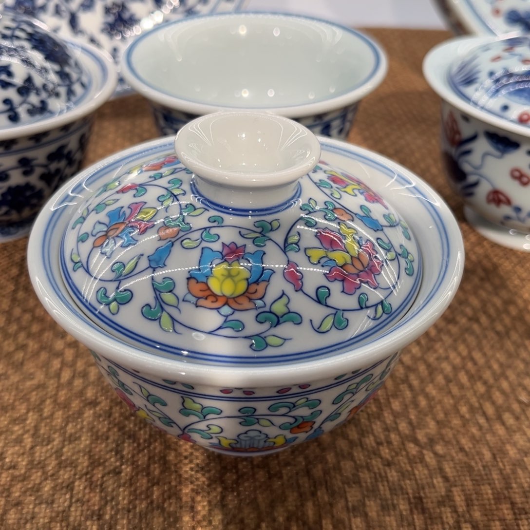 小***觉手工手绘盖碗盖碗