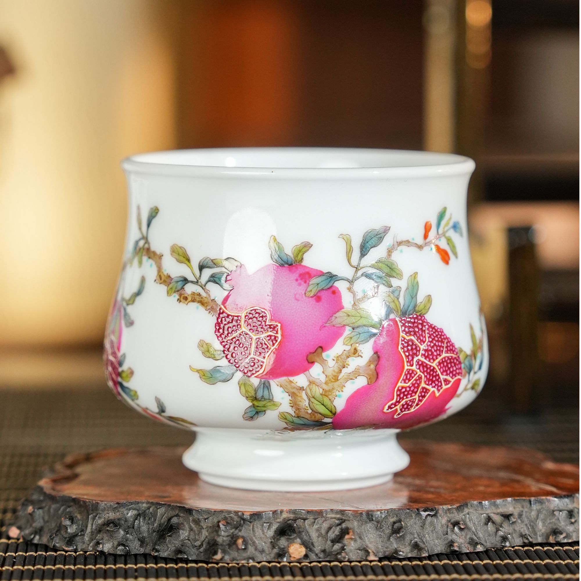 【墨舍名窑】宝蕴阁石榴花开炉式杯 byg11陶瓷纯手工主人杯