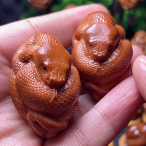 橄榄核手串/手链蛇手球一对3.3左右