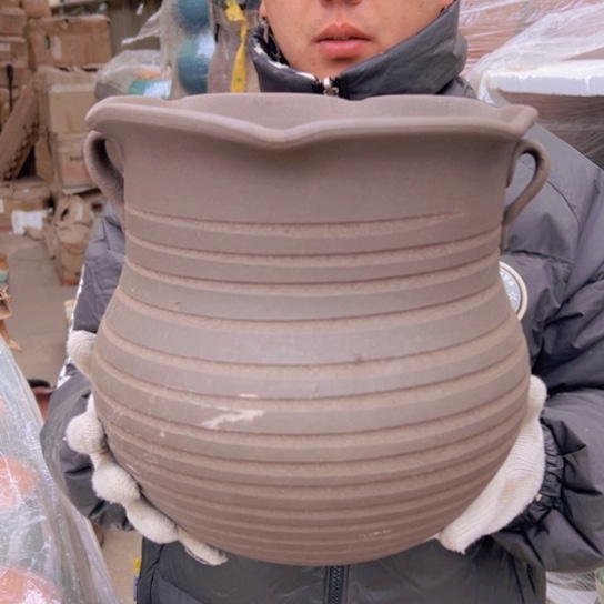 紫砂花盆瑕疵高28口26————