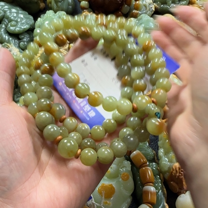 和田玉手串未镶嵌野*