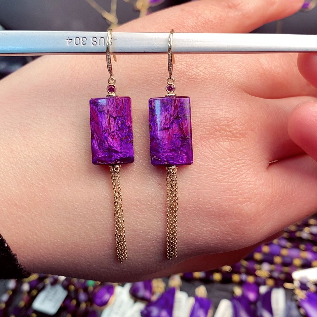 苏纪石（舒俱来）耳饰18K金镶嵌