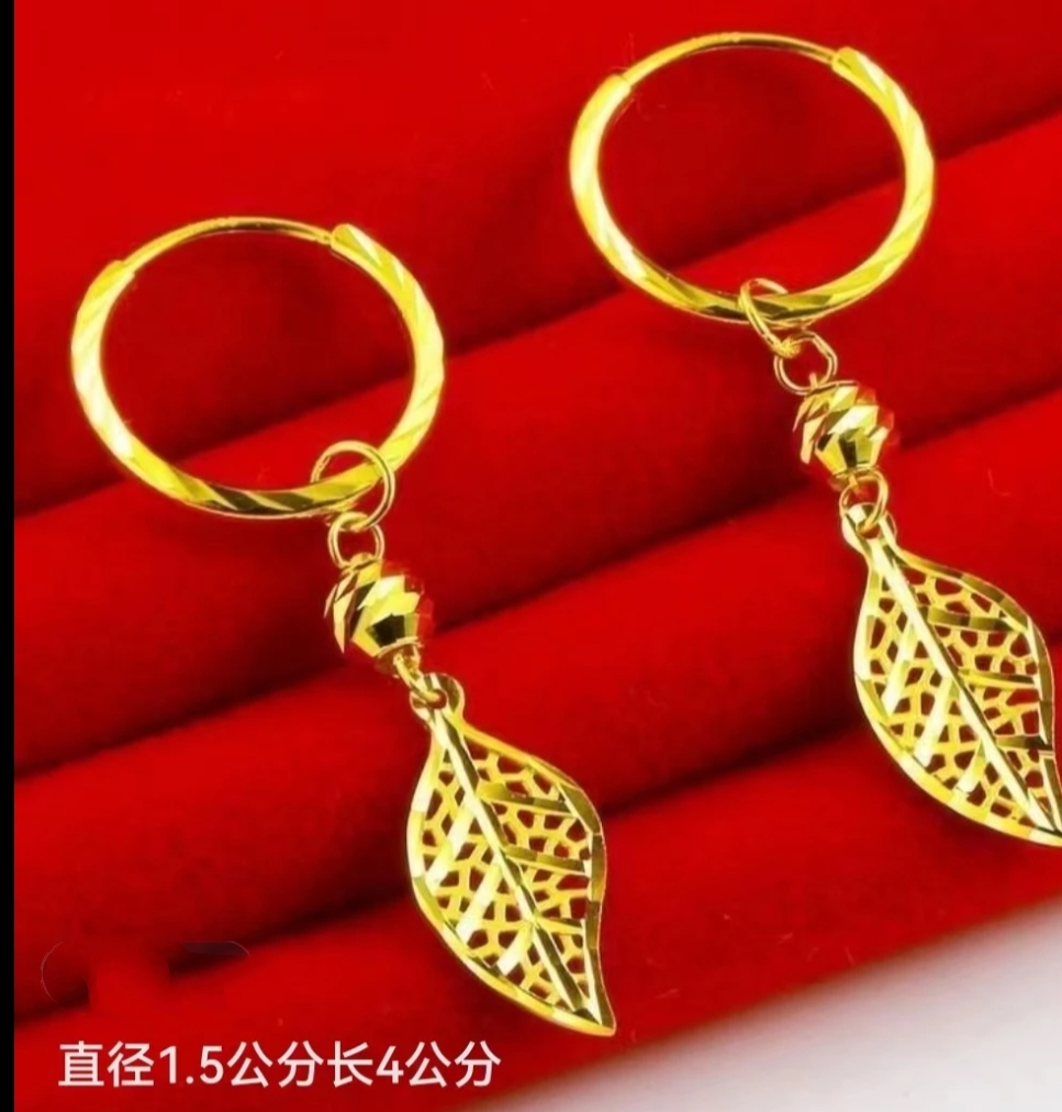 钛钢耳饰 【镂空树叶耳圈】时尚潮流耳吊气质精致精美耳环百搭长款