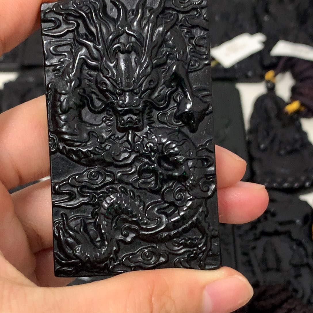 天然缅甸a货钢琴黑挂件