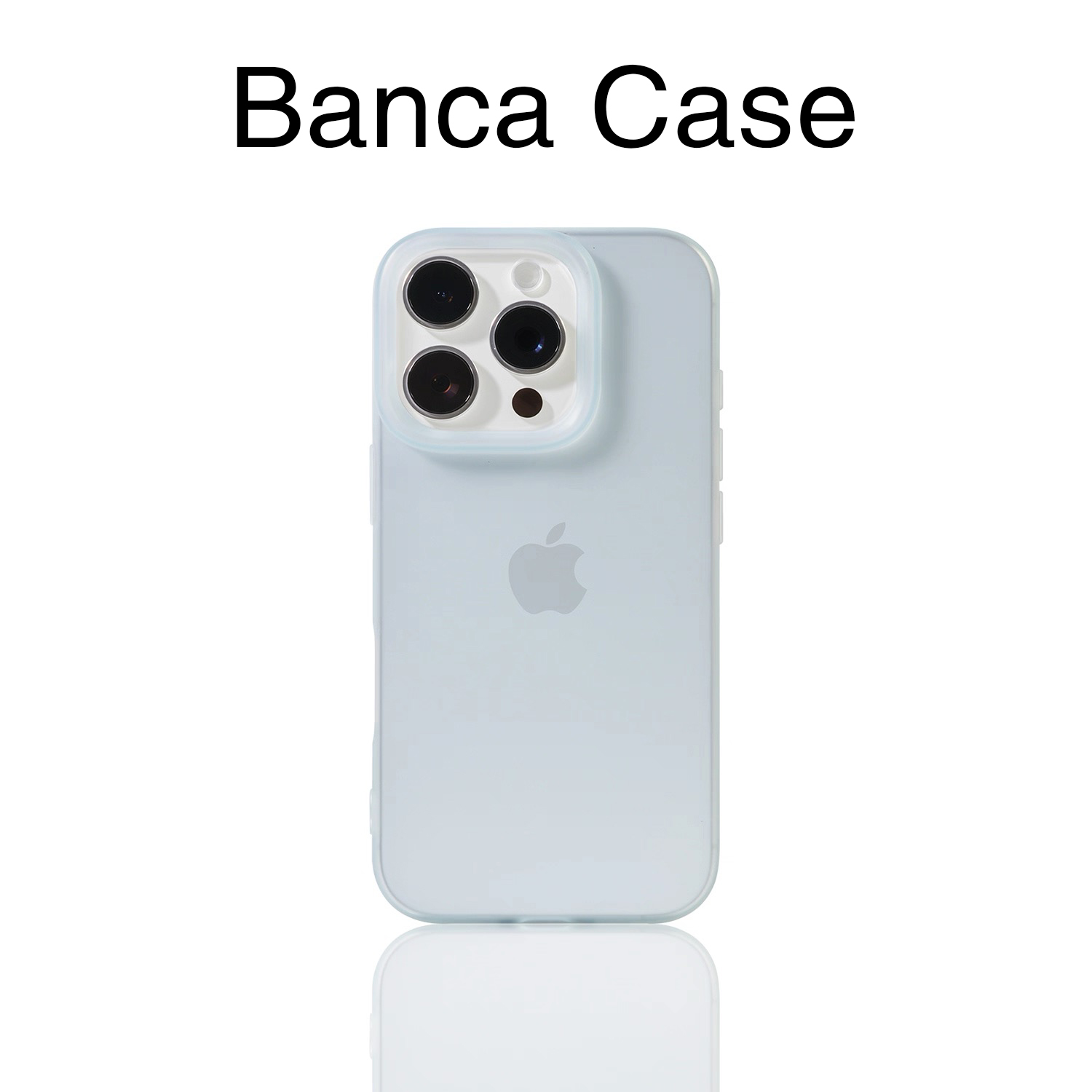 BANCA浅蓝色磨砂大孔适用苹果16/15promax手机壳iPhone14肤感13套