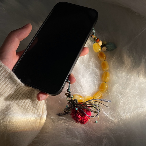 非金属木质吊坠 【FP1220102】国风双头手机挂件提溜16mm+