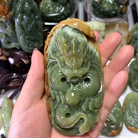 岫岩河磨玉（透闪石质玉）手把件未镶嵌