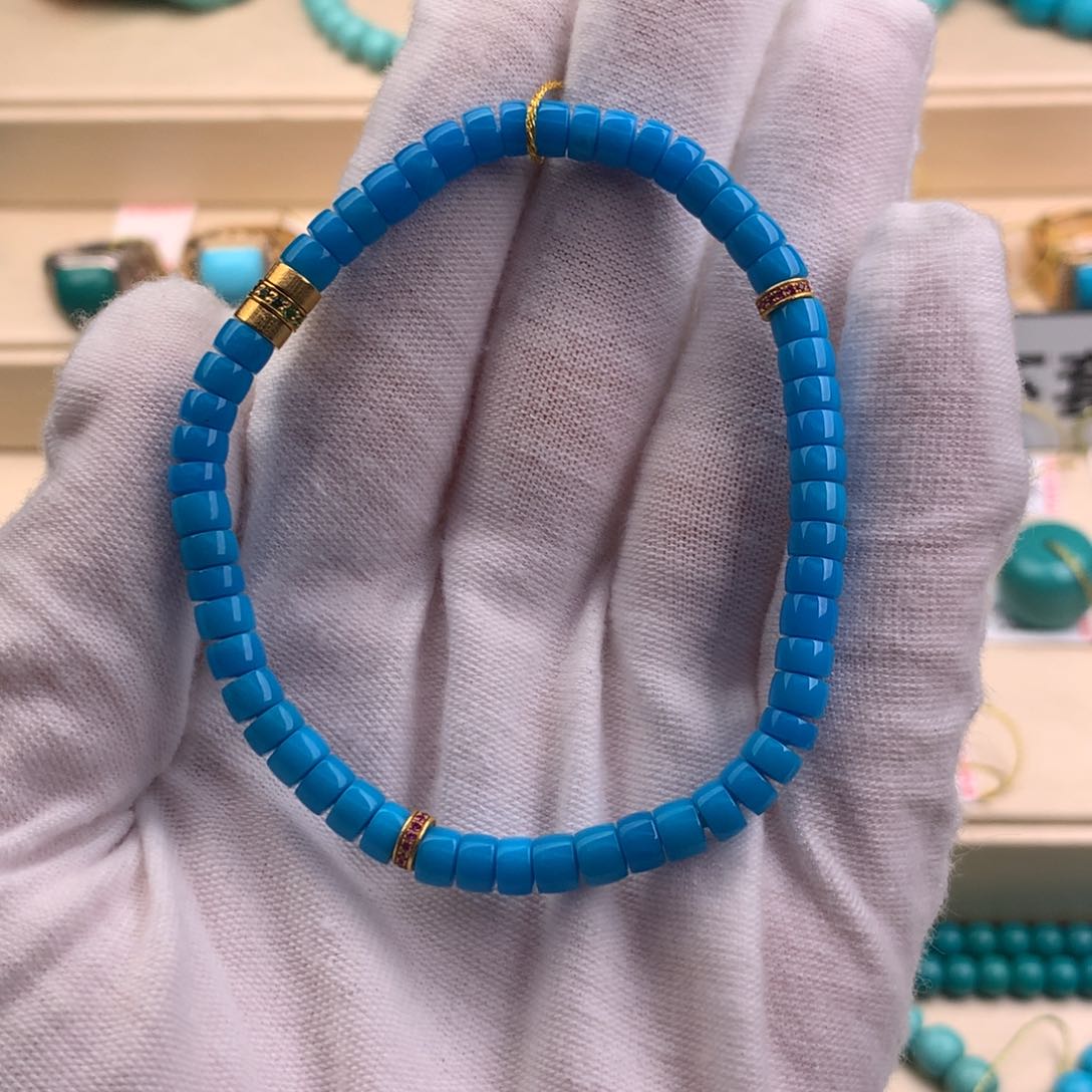 绿松石珠宝奇石18K金镶嵌