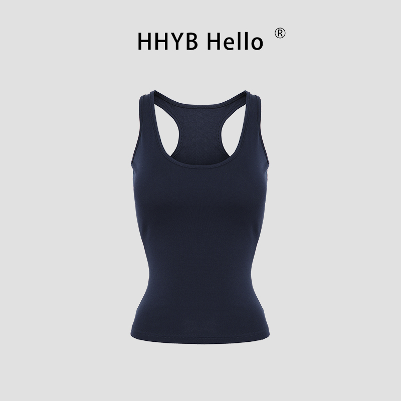 HHYB Hello2025春夏新款简约百搭带胸垫深U领工字背心吊带253048