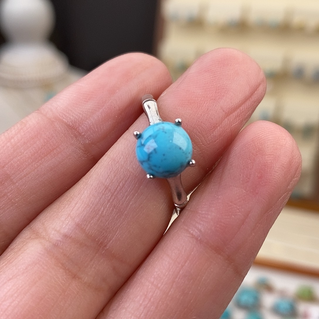 绿松石戒指银S925镶嵌