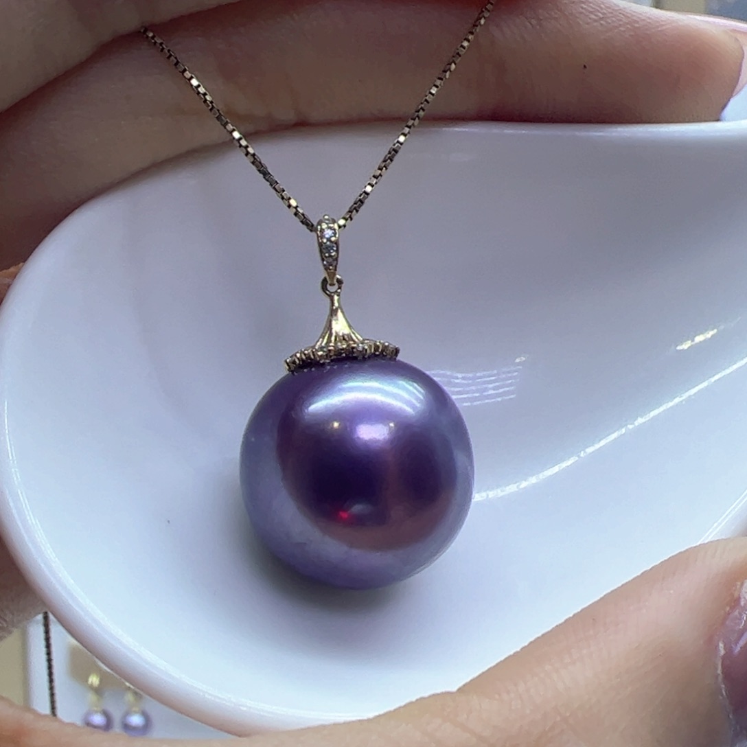 淡水珍珠吊坠(赠链)18K金镶嵌