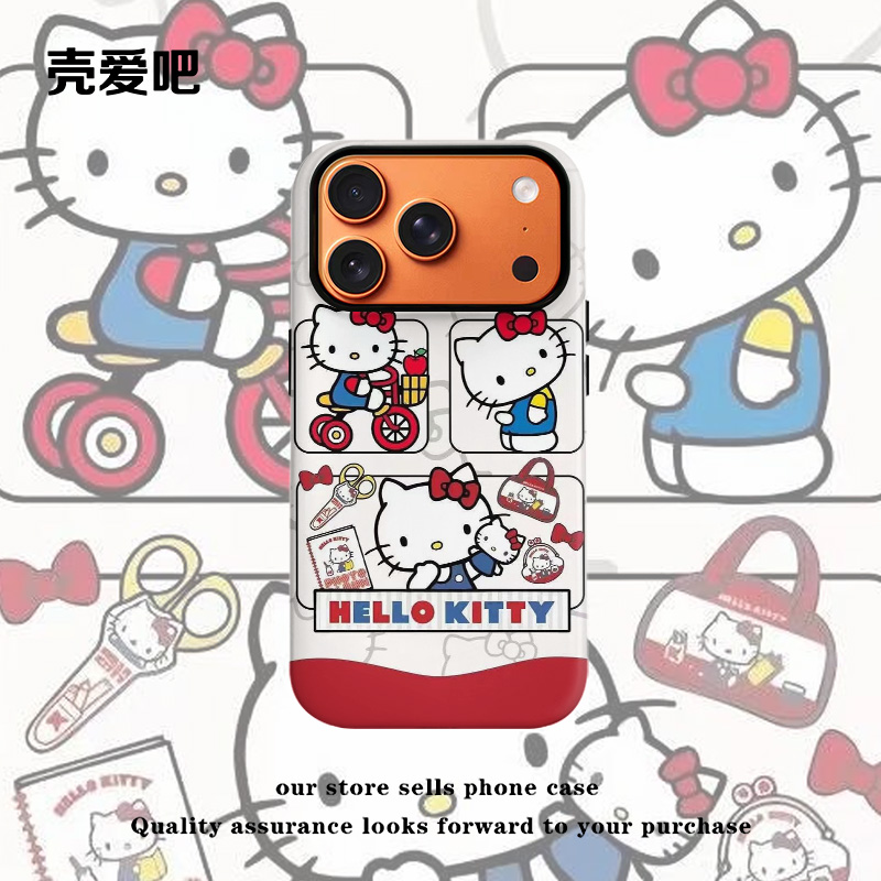 卡通凯蒂猫磁吸菲林二合一磨砂手机壳适用华为苹果vivo小米OPPO