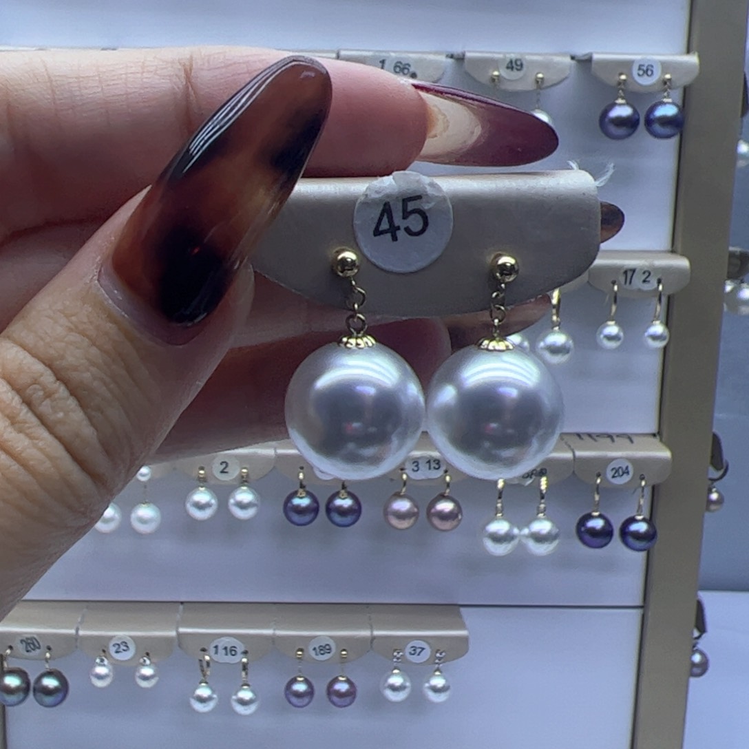 淡水珍珠耳饰18K金镶嵌