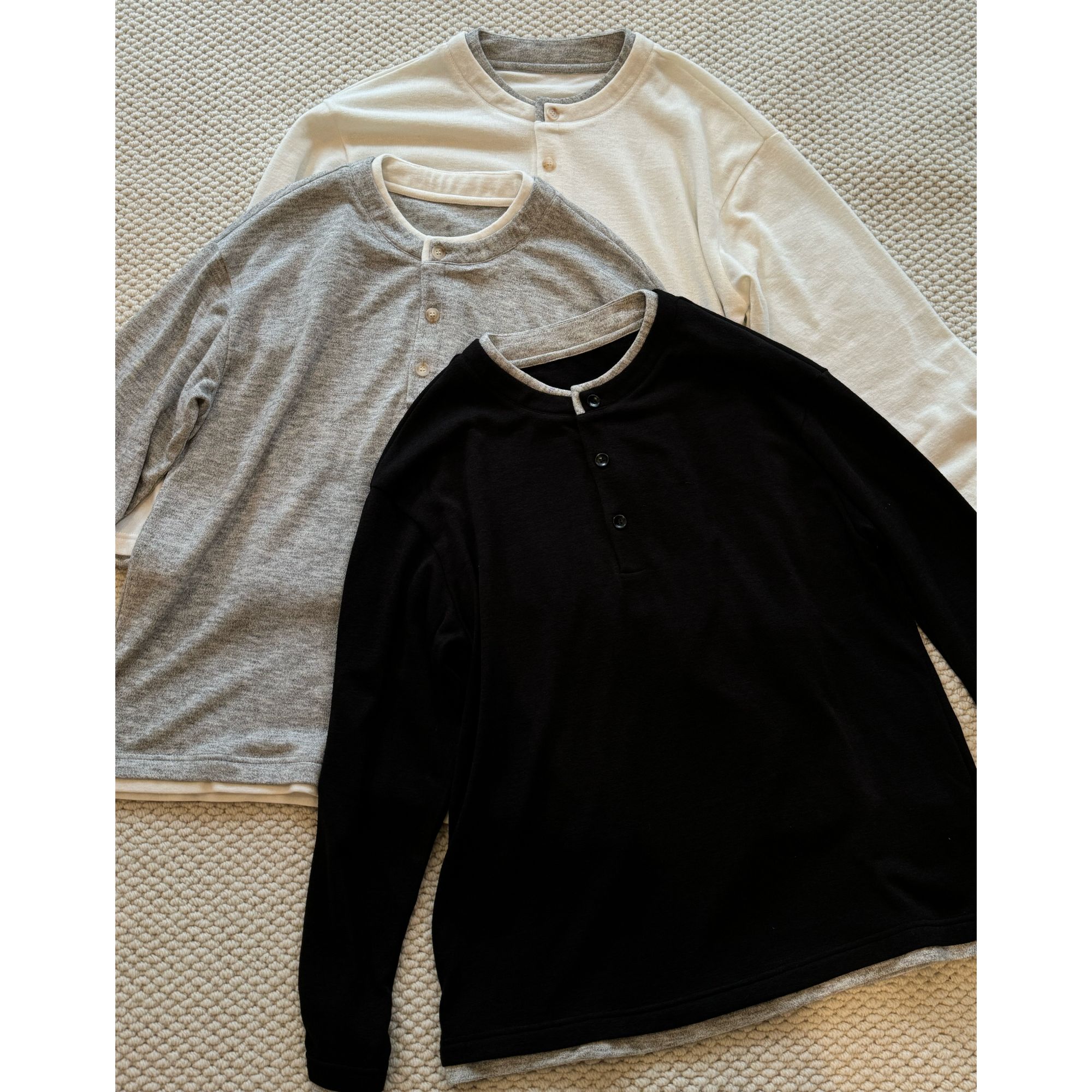 ZHENGYE  假两件毛巾面料长袖T恤男