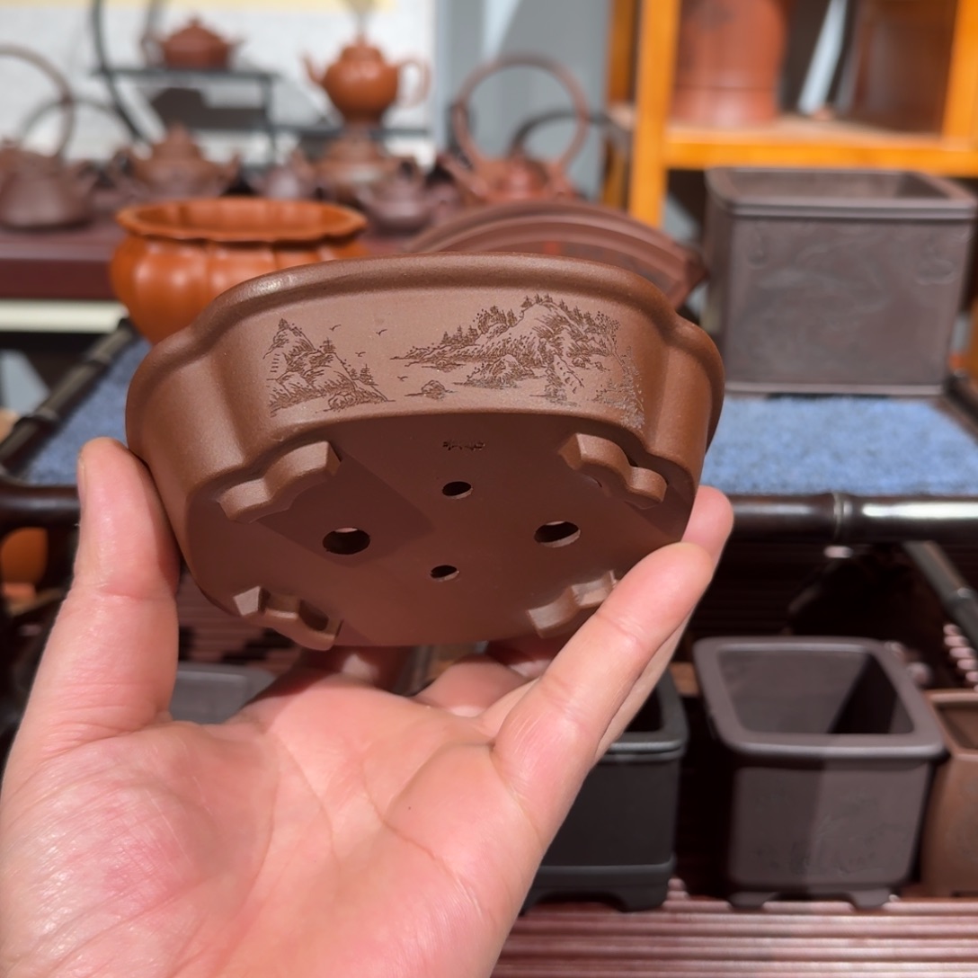 紫砂花盆原矿紫泥