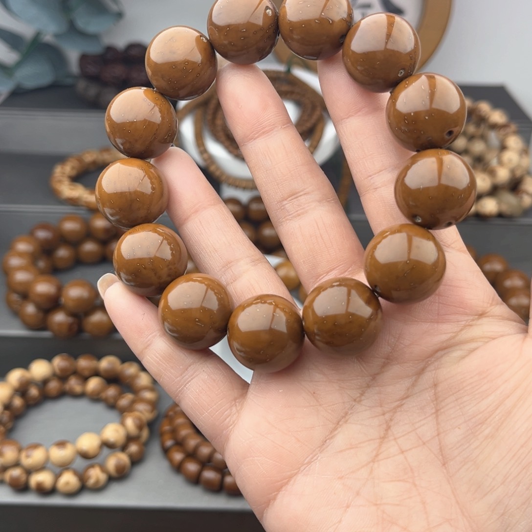 紫金鼠手串半实心光珠18