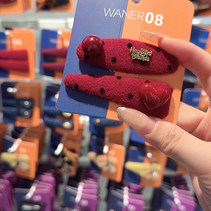 红色波点爱心掰掰夹