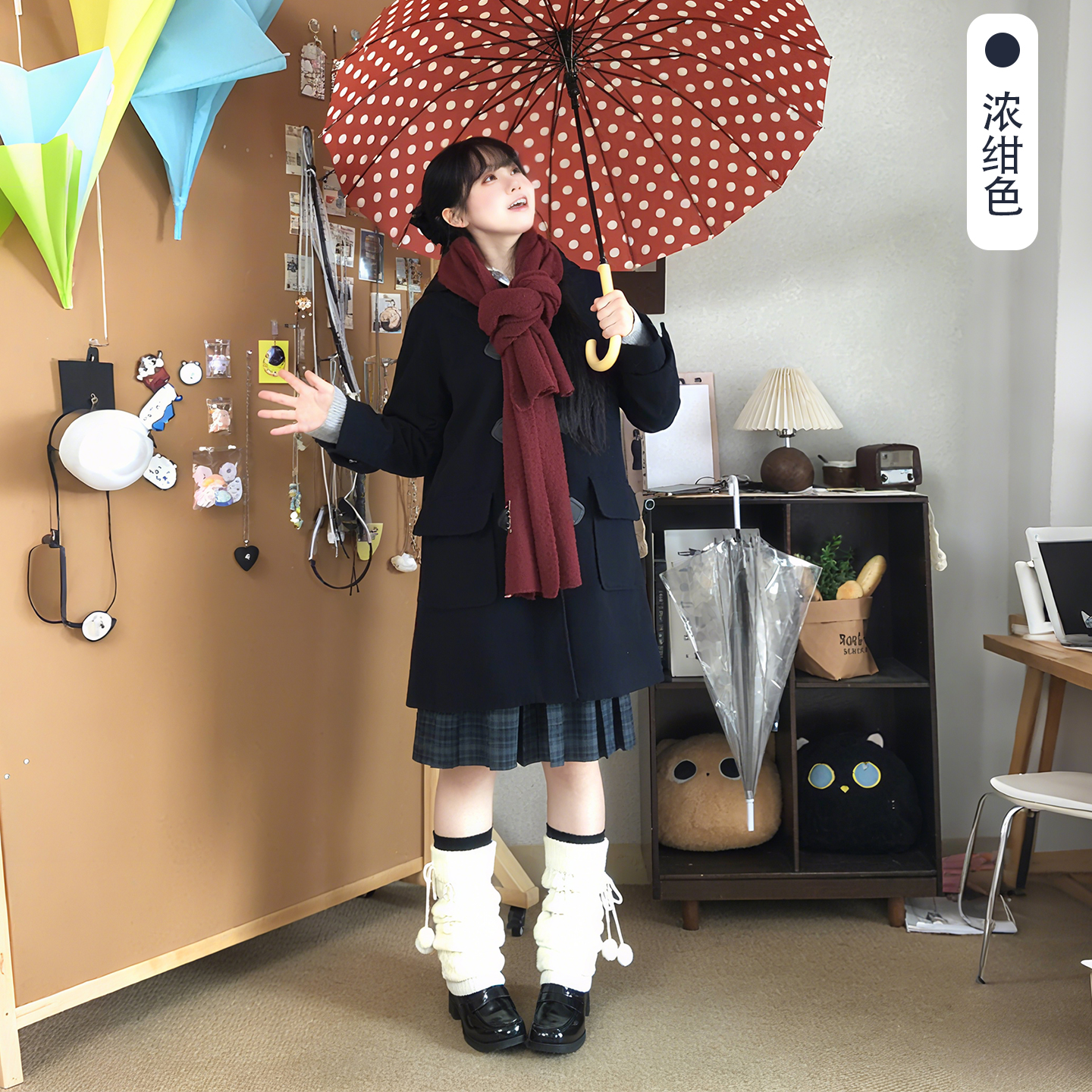 【东大牛角扣大衣】原创毛呢JK制服大衣秋冬学院风中长款保暖外套女