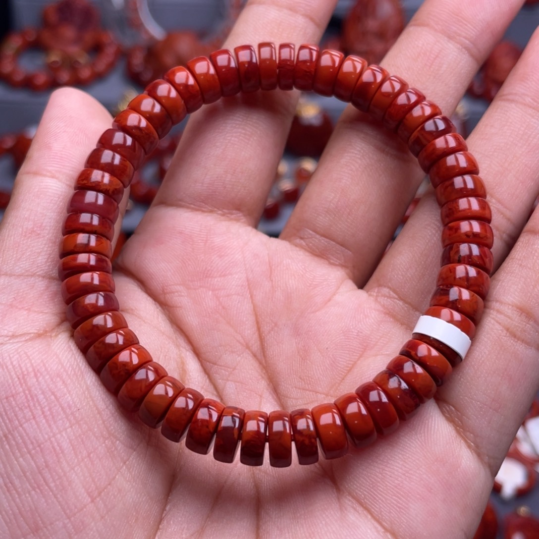 未镶嵌南红玛瑙珠宝奇石单圈8mm