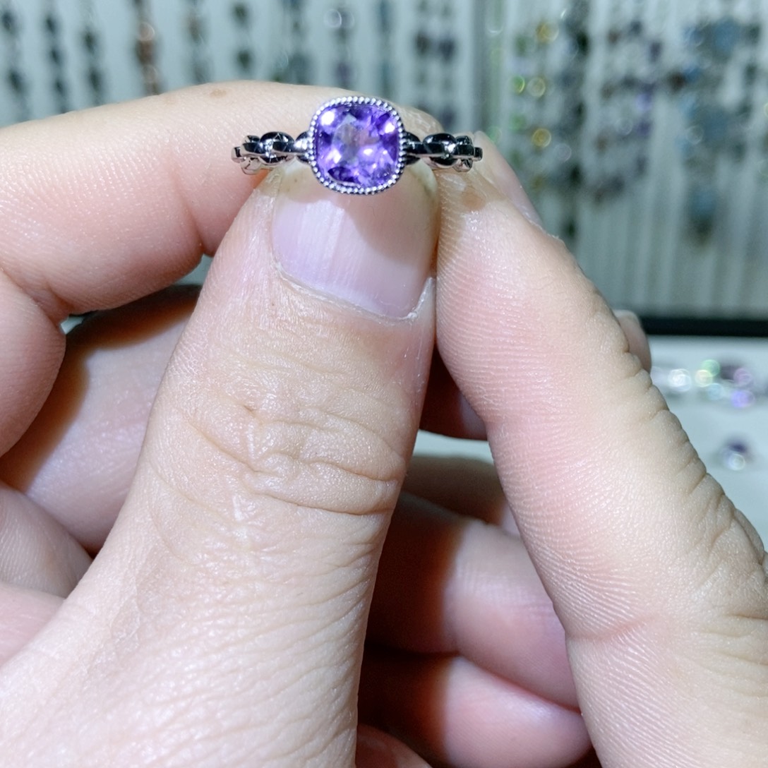 绿水晶戒指银S925镶嵌