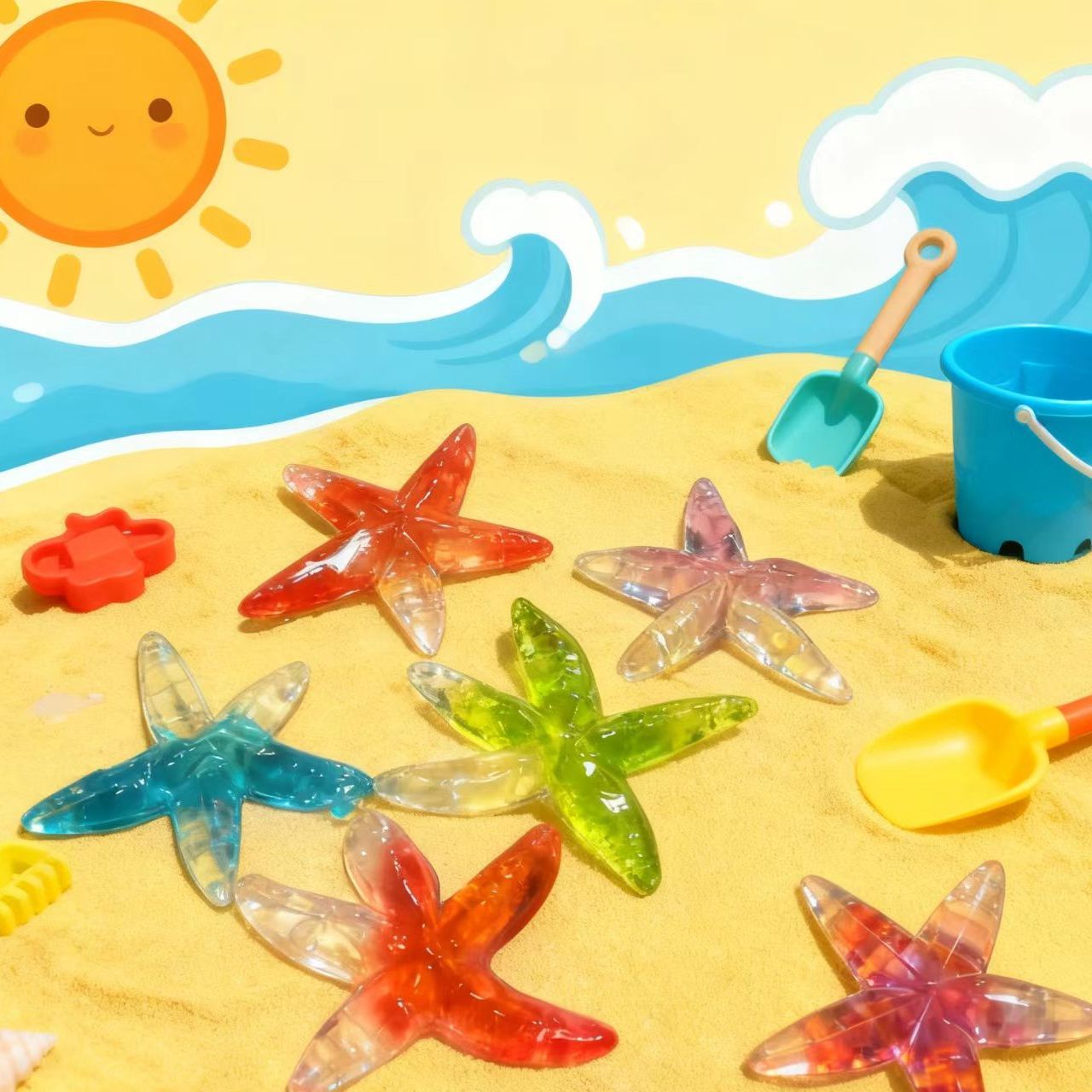 【4D大海星】草莓味闪闪软糖橡皮糖果水果糖零食网红色星软糖