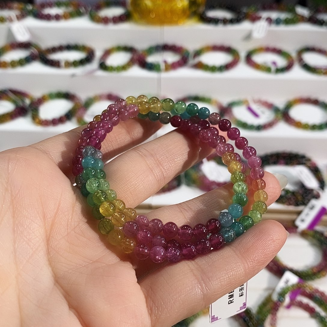 碧玺手链未镶嵌G2307三圈颜色微差