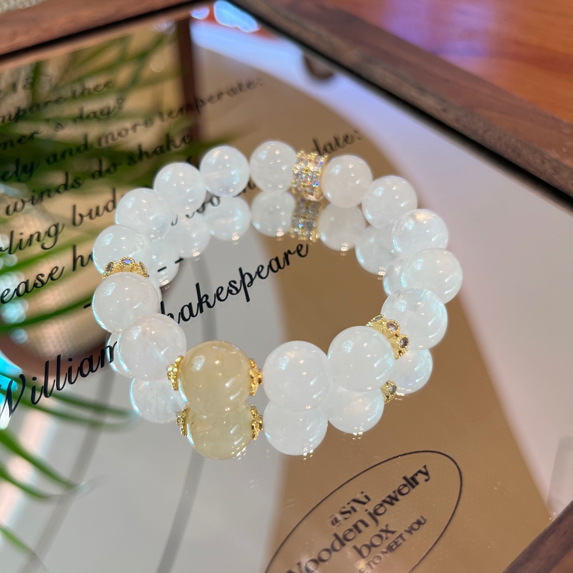 【雪公主】11mm白幽灵+12mm金发晶 原创设计高级感天然水晶手串A401