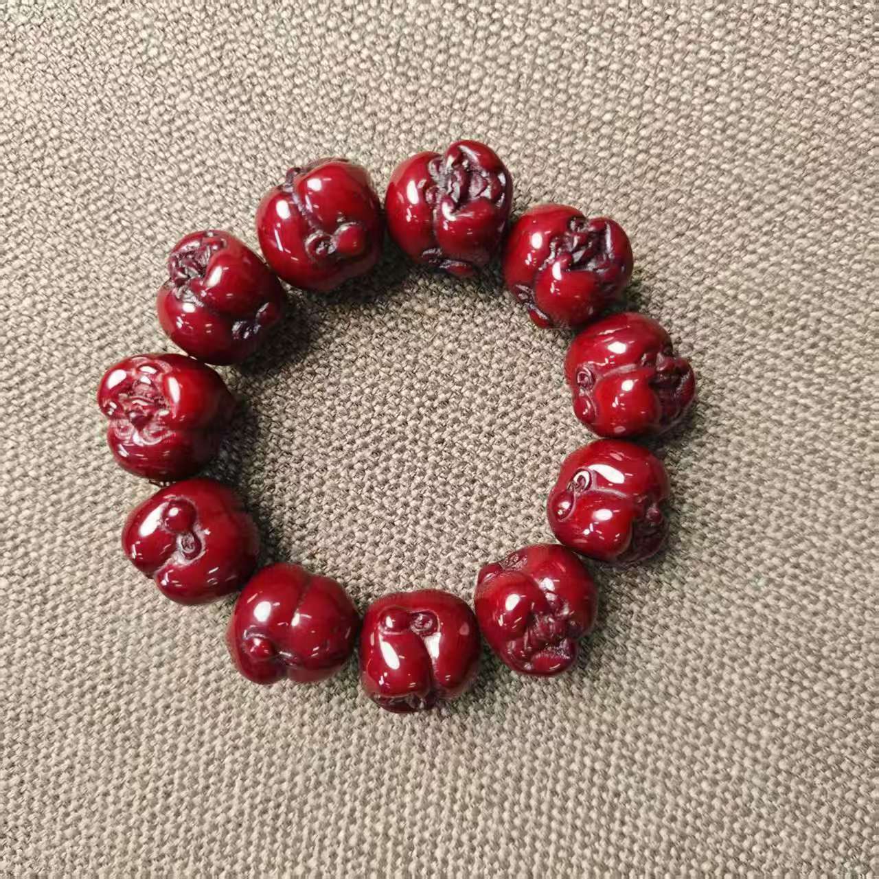 拾趣 鸡油红蜜蜡bbf手串001