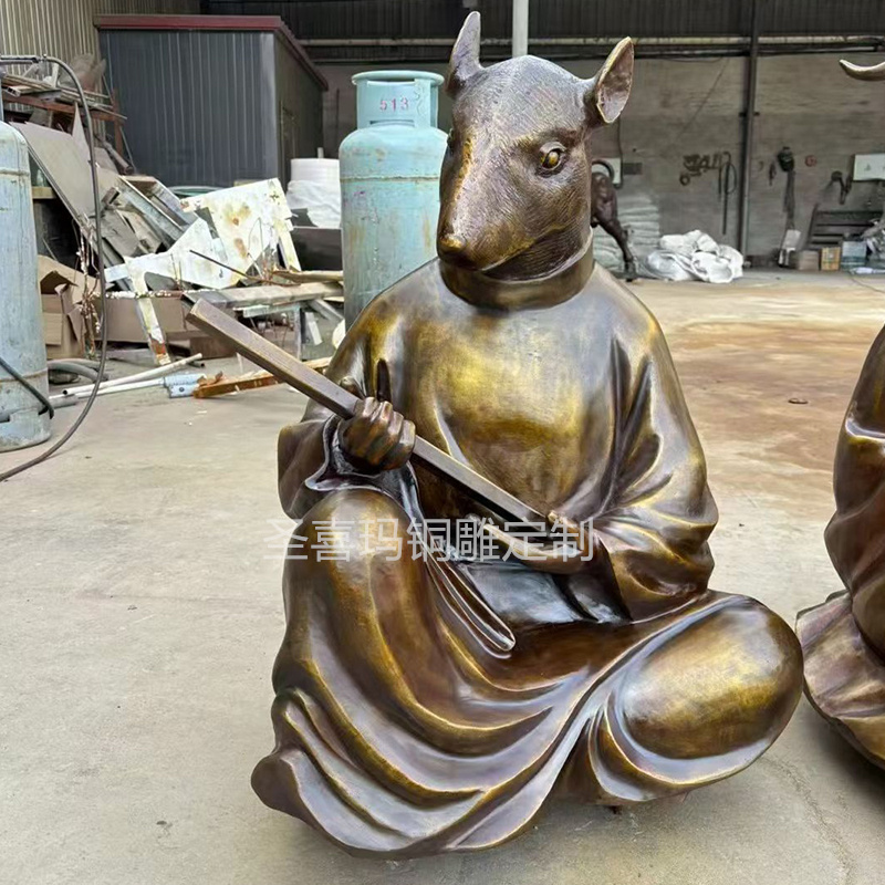 黄铜十二生肖 铸铜大型动物喷泉雕塑 流水吐水人身兽首铜雕摆件