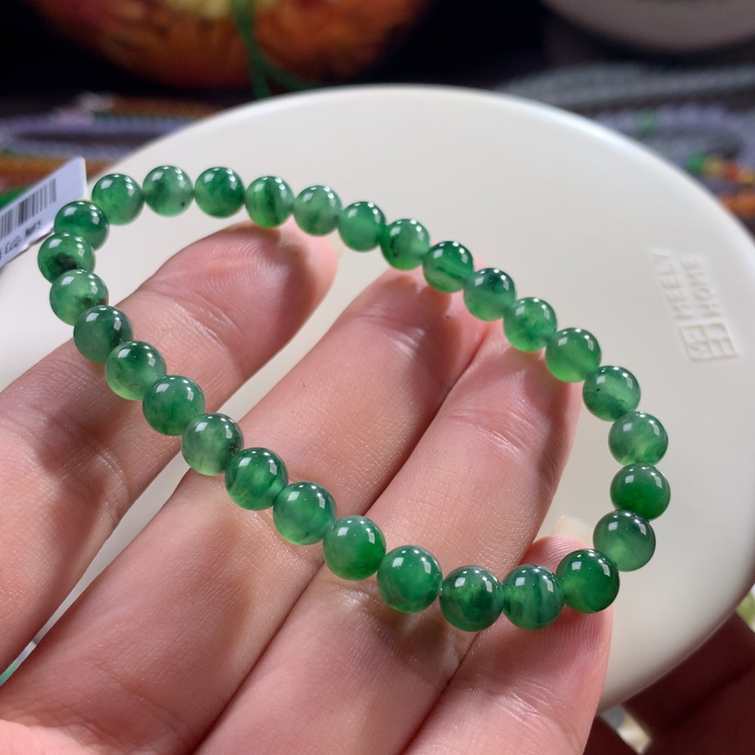 翡翠未镶嵌手链翡翠冰胶底冰油绿卡6.10+