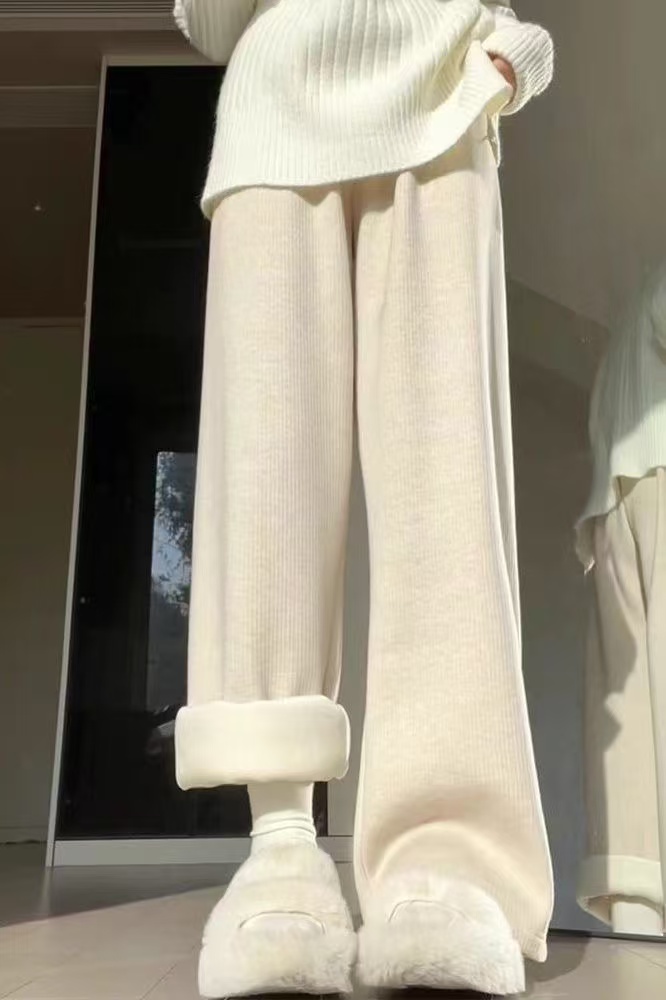 800-999连接，毛呢花边休闲裤小众设计松弛感宽松阔腿九分裤女