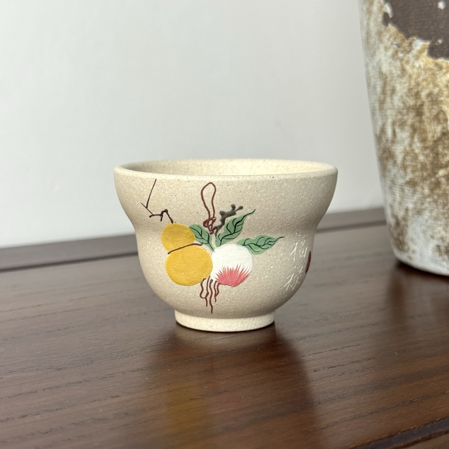 宜兴坭香紫砂杯手绘葫芦寿桃主人杯葫芦杯原矿象牙白福禄茶杯80c