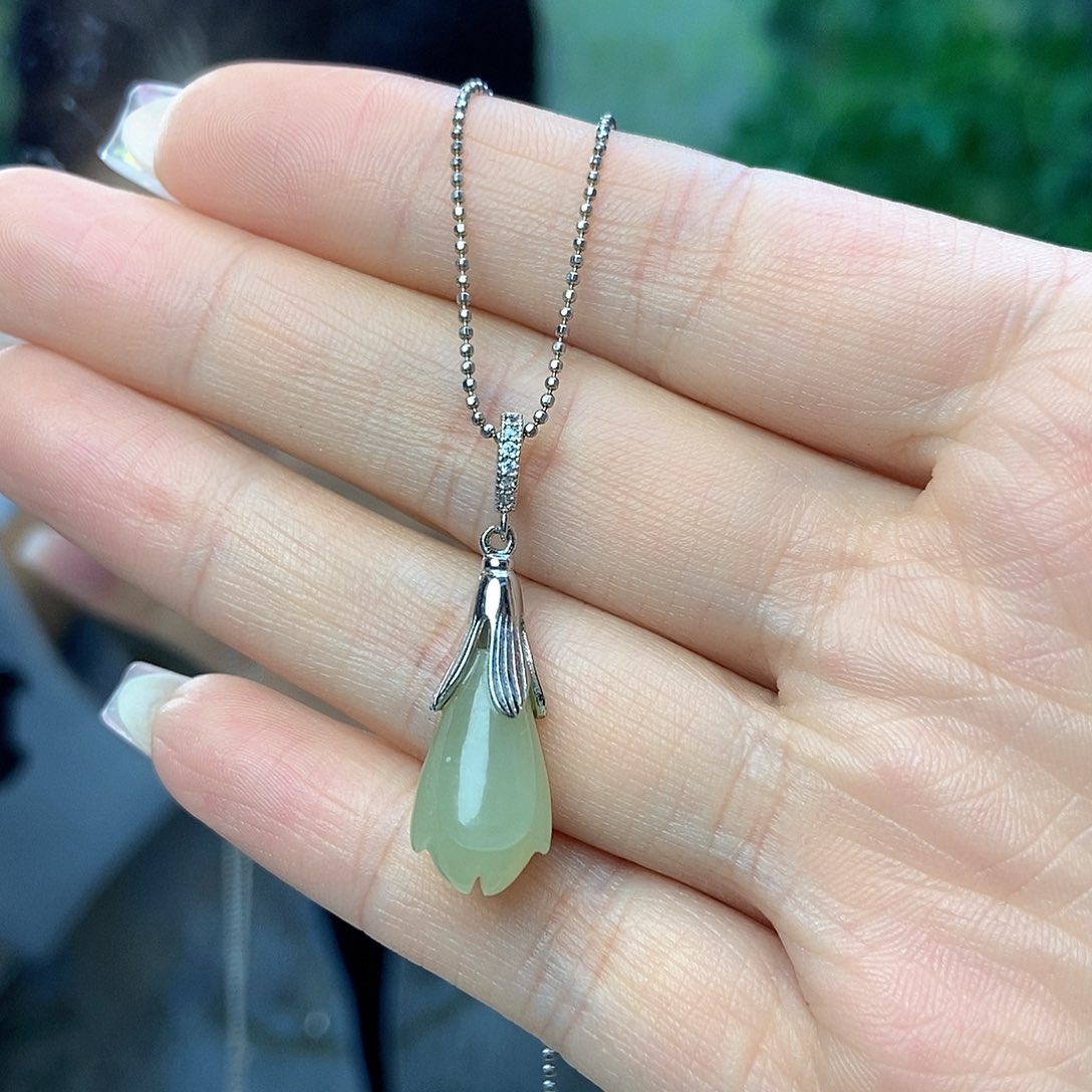 和田玉项链银S925镶嵌