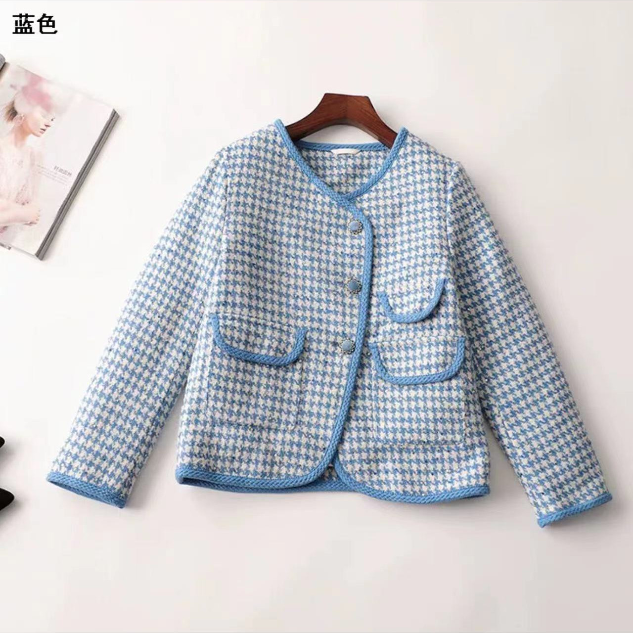 T142 部分有包！ 千鸟格设计感小香风外套 HG-BC-T138