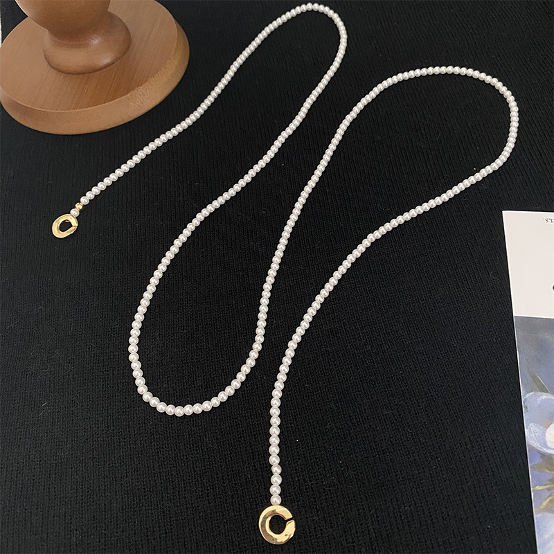 法式复古个性正圆施家珍珠毛衣链女高级感长款气质百搭设计感项链