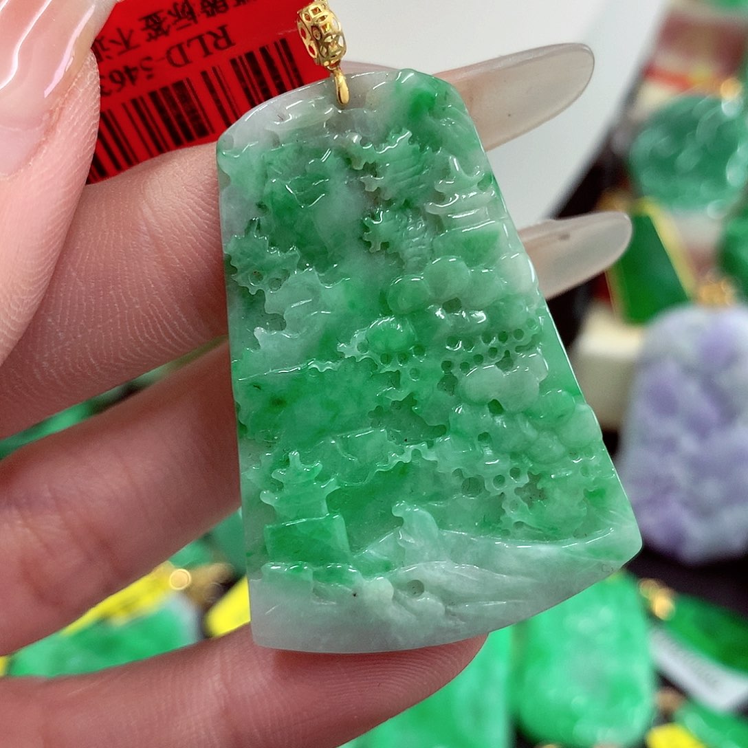 翡翠18K金镶嵌吊坠(不含链)