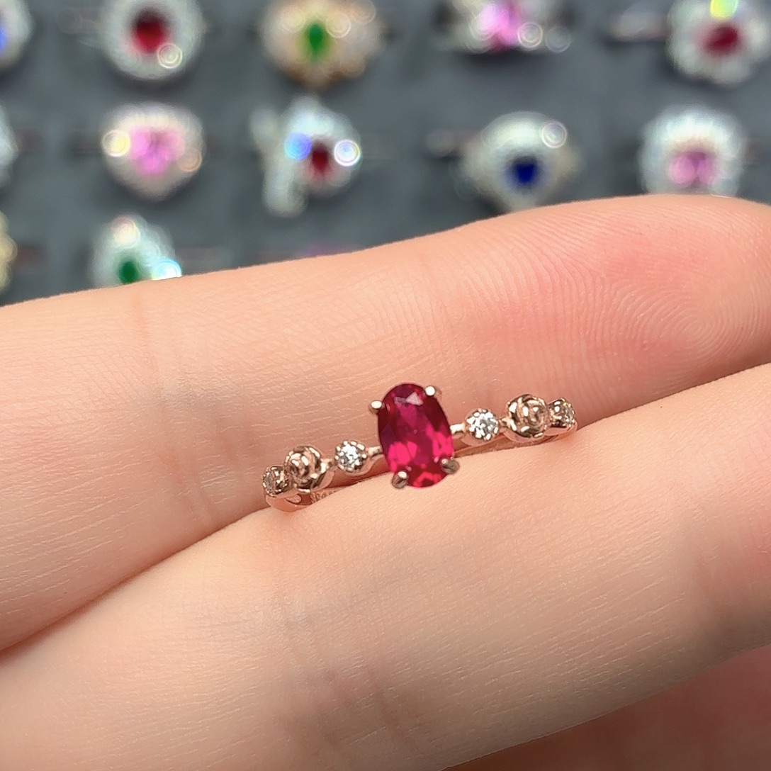 925银培育鸽血红色宝石