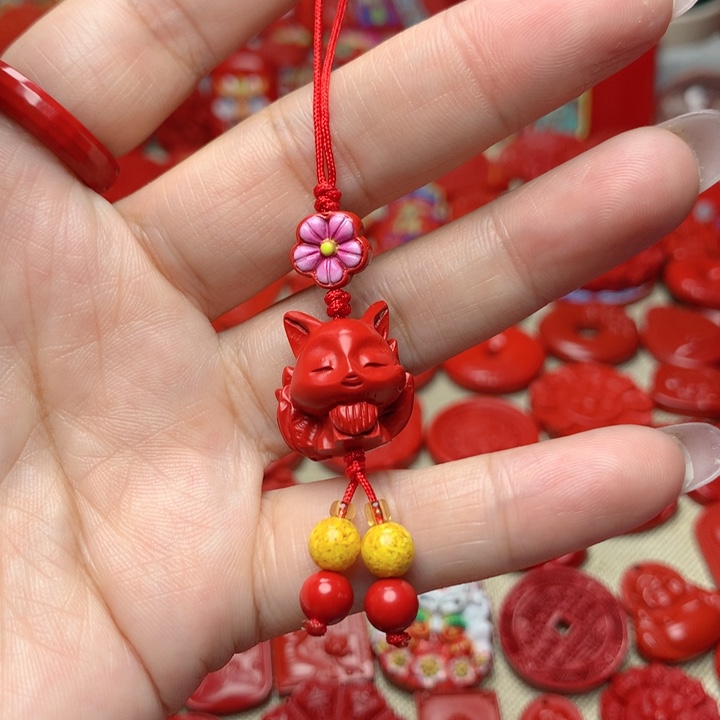 天然辰砂工艺品朱砂手机坠