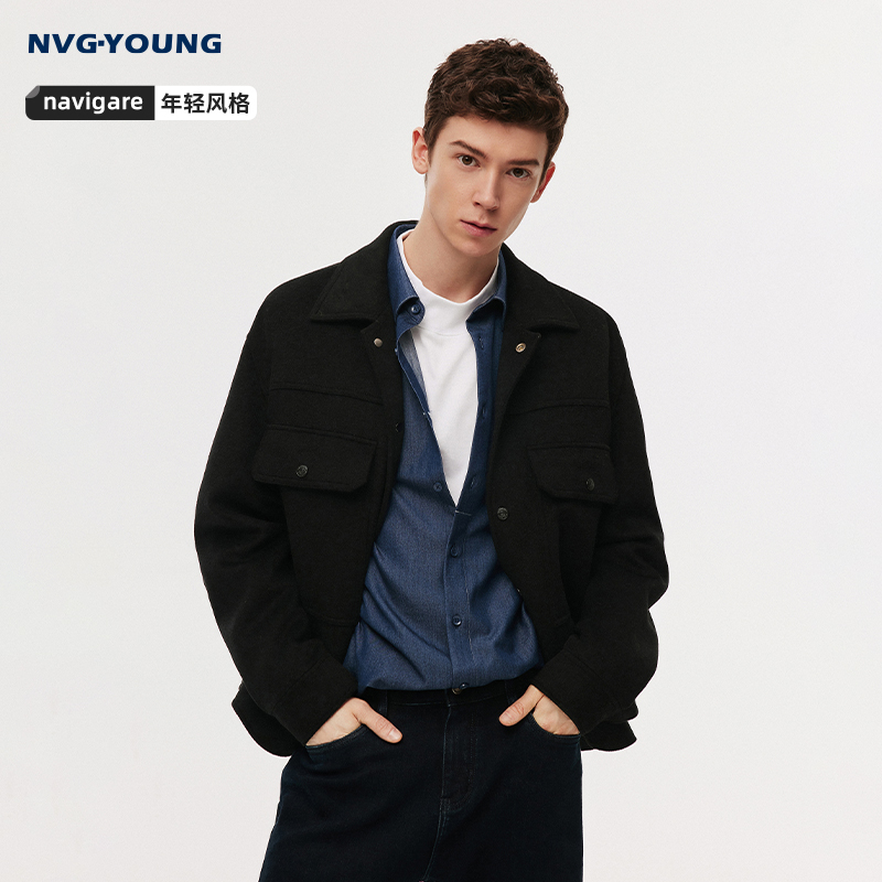 [羊毛]NVG·YOUNG意大利小帆船工装翻领夹克男秋冬休闲毛呢外套