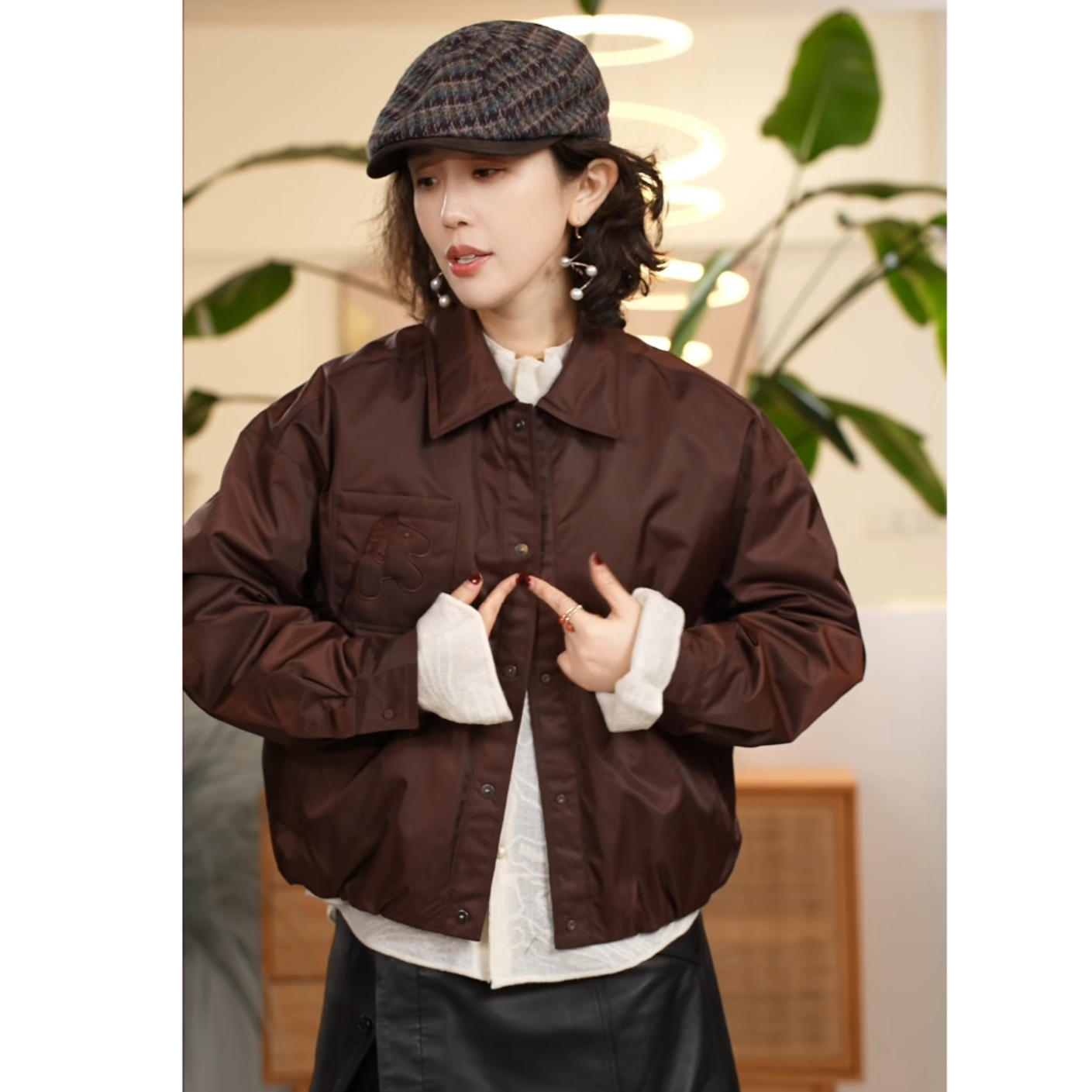 X【叭哒不惑】马到成功 白鹅绒极简翻领单排扣百搭复古宽松鹅绒服