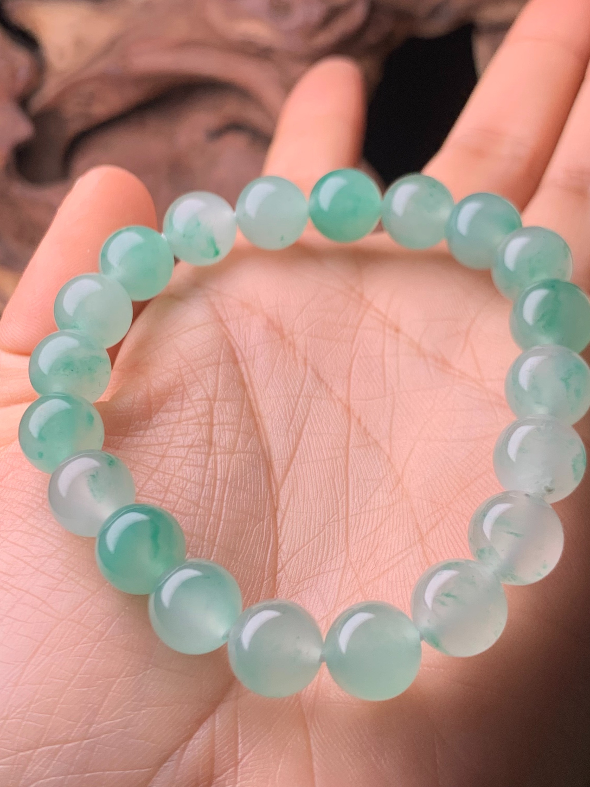 天然保真非洲翠飘花圆珠手串（直播间拍品链接）