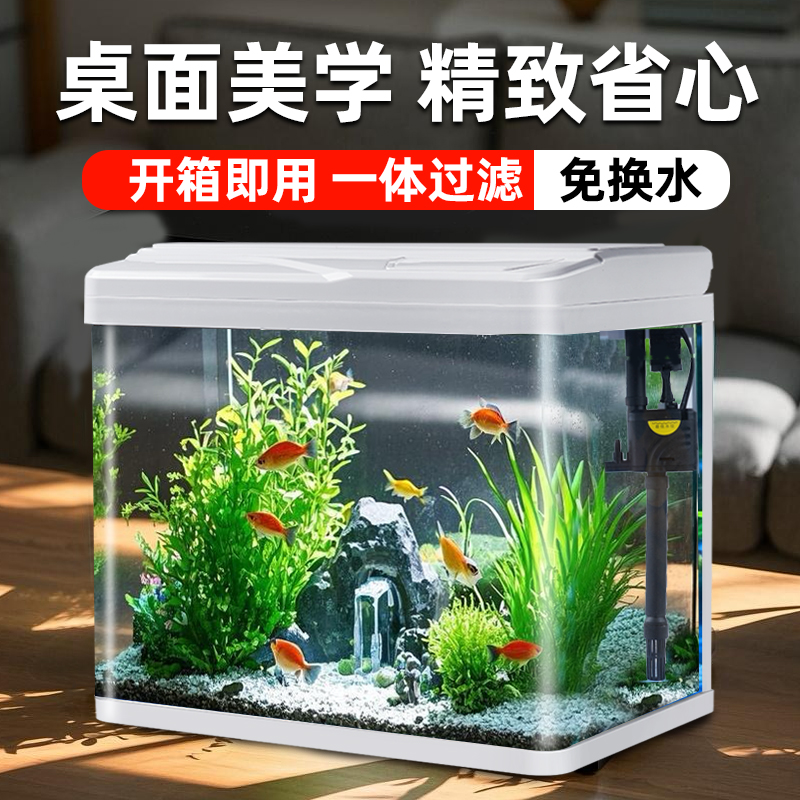 【热弯260】自循环免换水玻璃金鱼缸适合客厅桌面的生态水族箱
