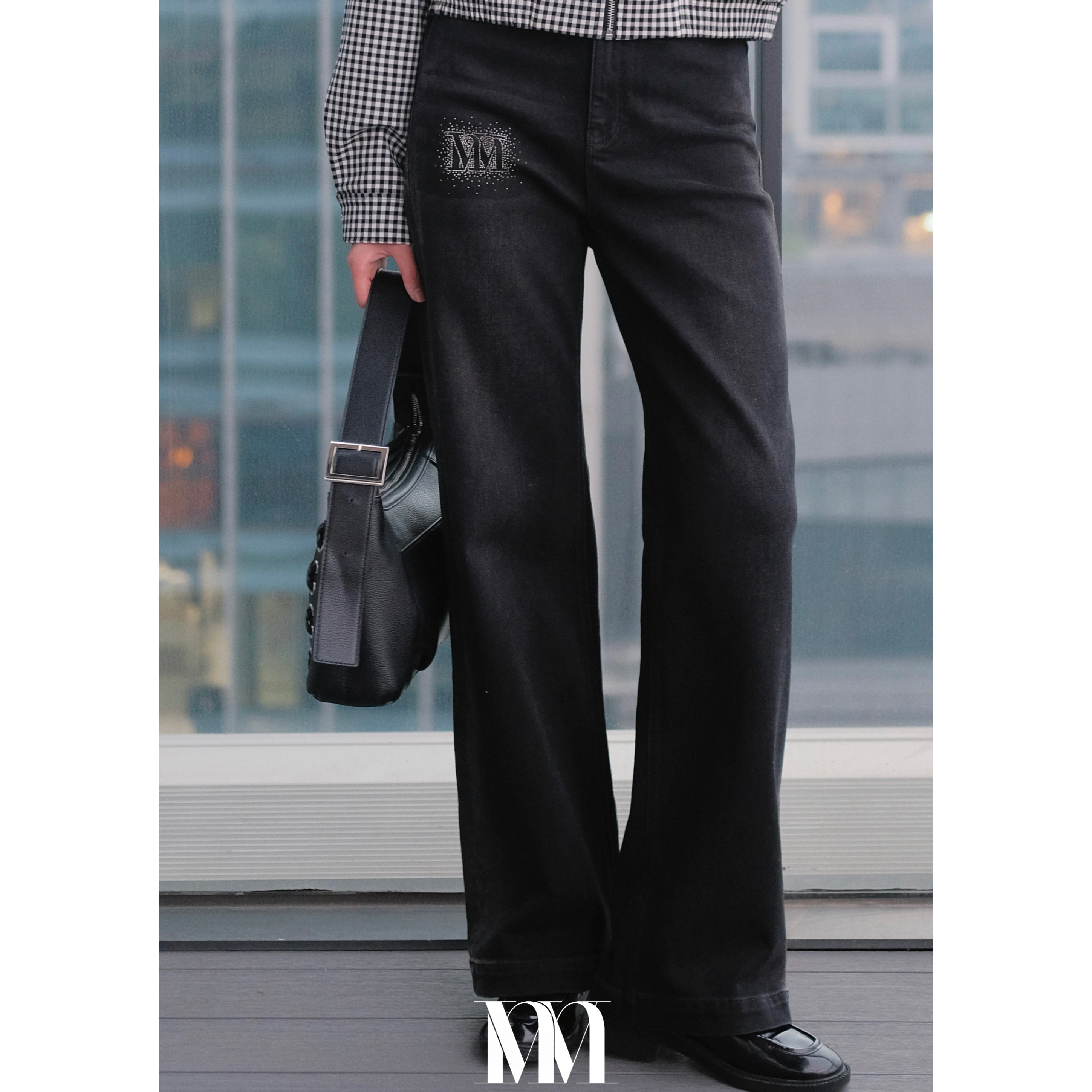 mithworld钻饰牛仔直筒裤