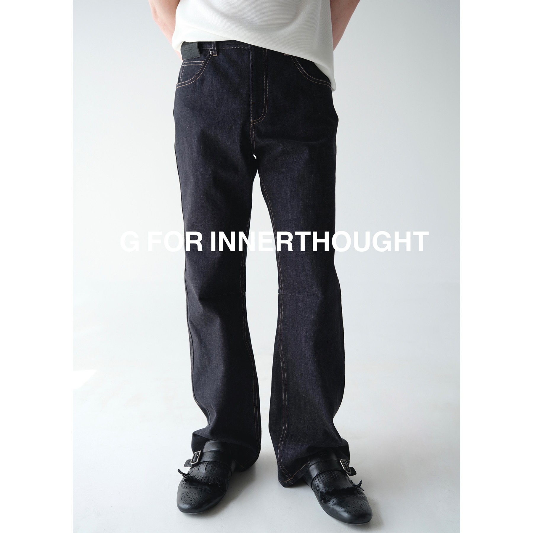G FOR INNERTHOUGHT|岗山窄幅古董机织赤耳活性染微喇原牛牛仔裤