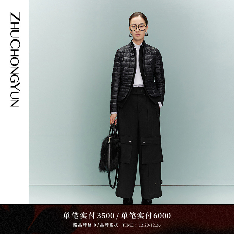 ZHUCHONGYUN冬通勤时尚绗缝收腰显瘦修身羽绒服外套女士C1DE3588Y