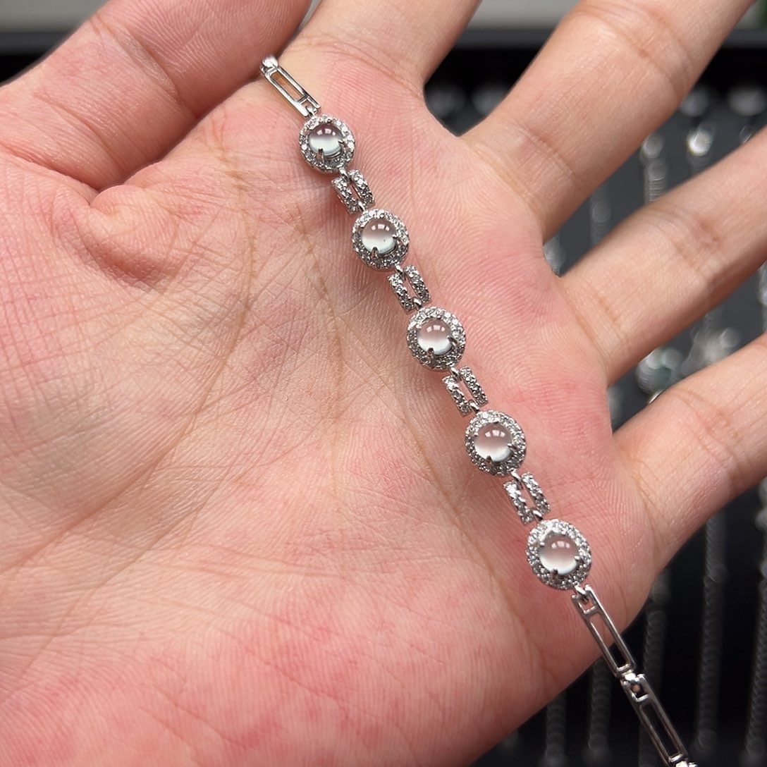 程***瞳翡翠银S925镶嵌手链