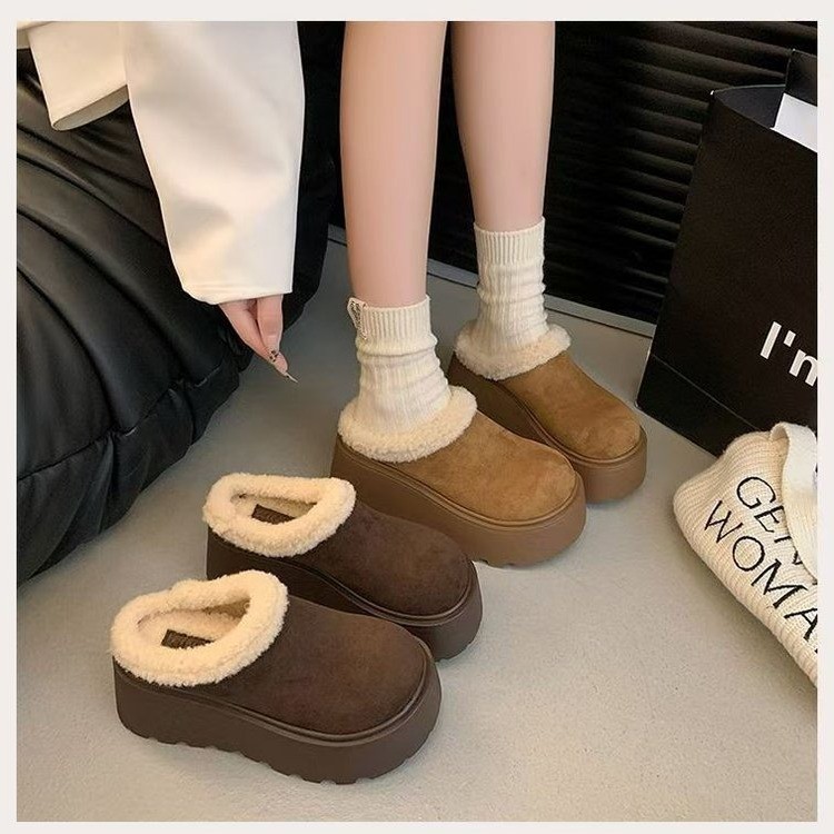 包头半拖鞋棉拖鞋2024大头外穿博肯秋冬毛毛新款女厚底勃肯鞋加绒
